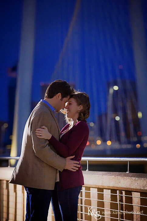 Dallas Skyline Engagement Session at Margaret Hil Hunt Bridge